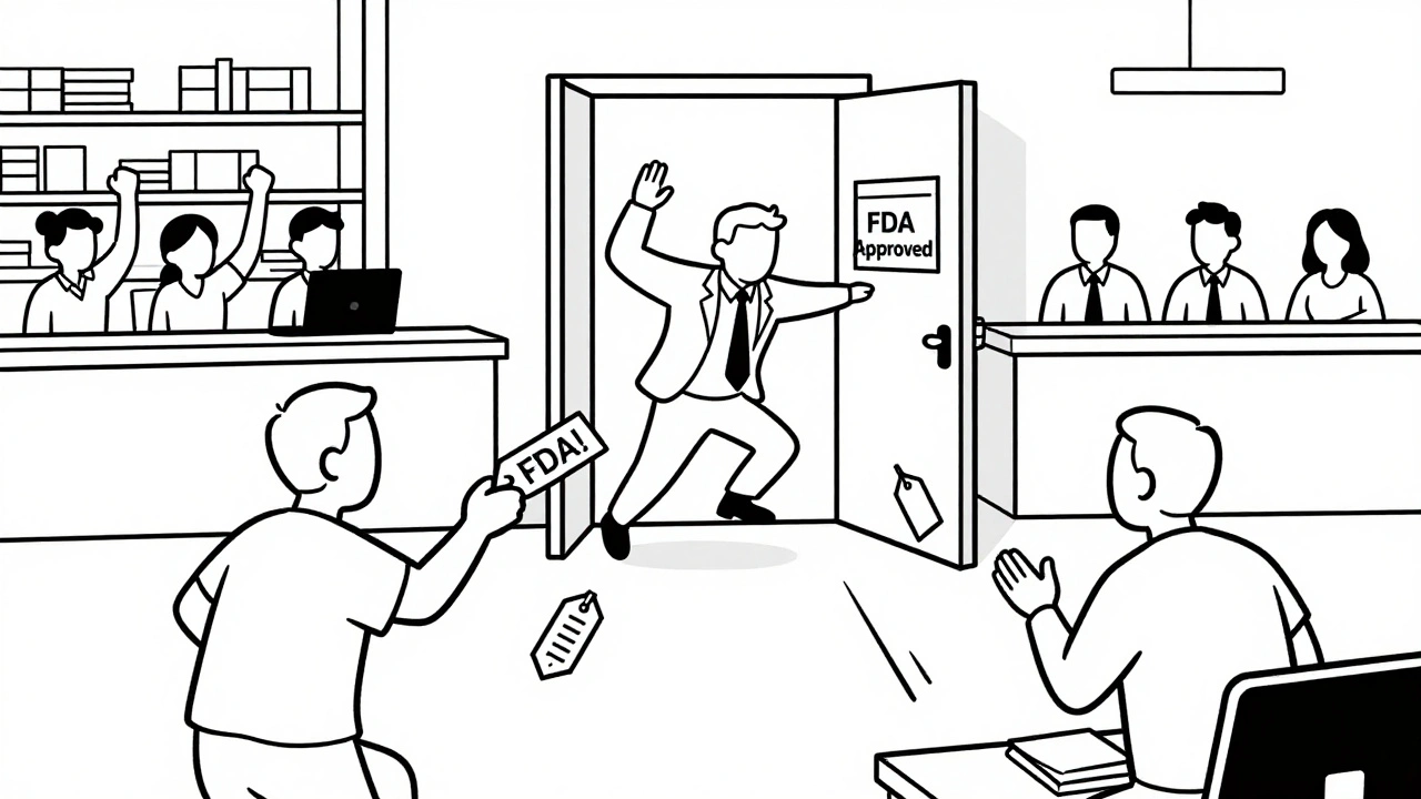 Two companies bidding against each other as a third enters, causing prices to drop dramatically.