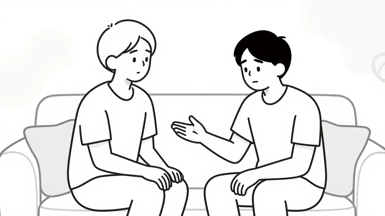 Family member offering calm support to a loved one