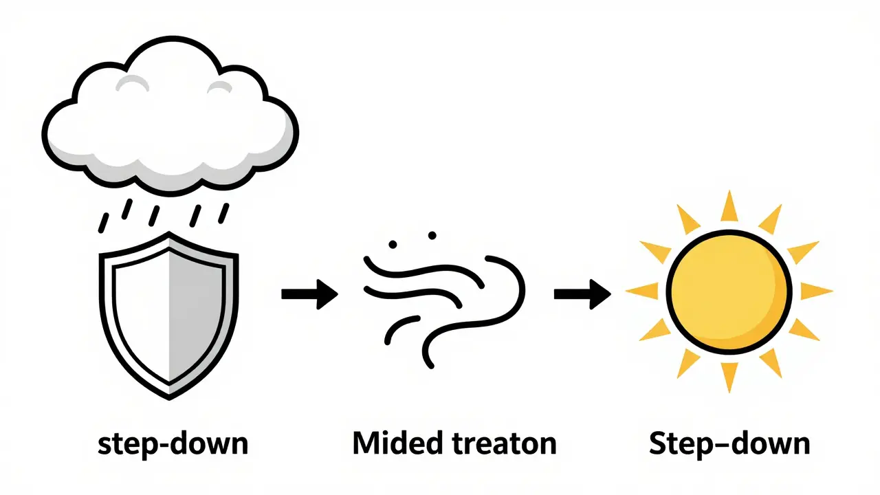 Illustration showing step-down therapy concept