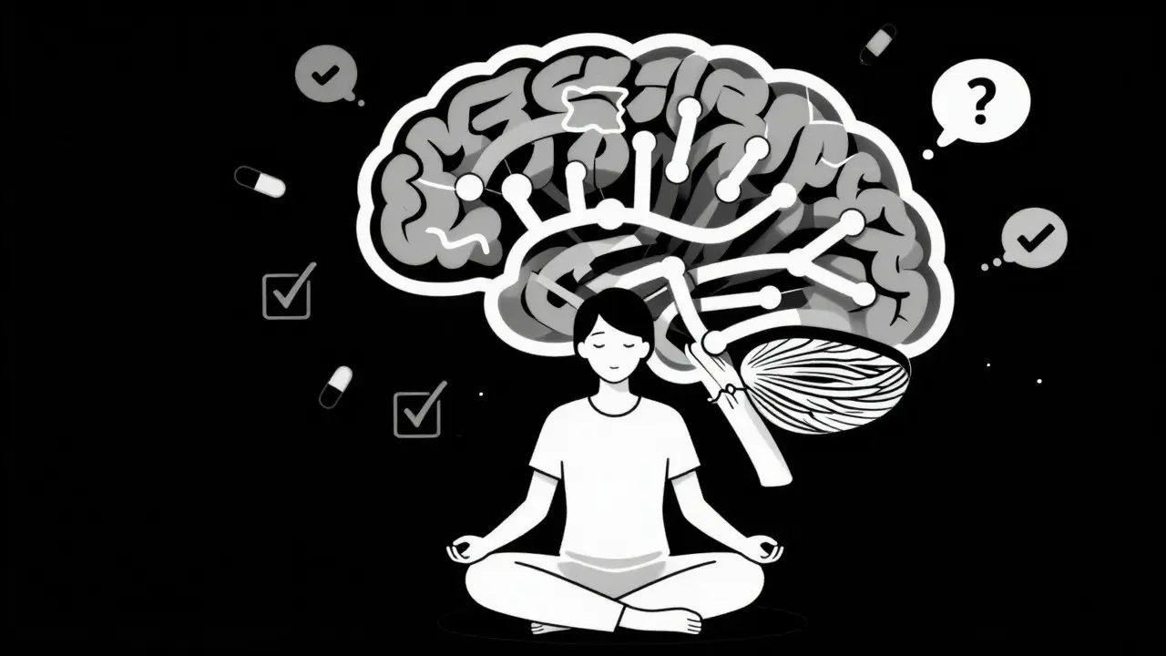 Abstract line art of neural pathways and mindset