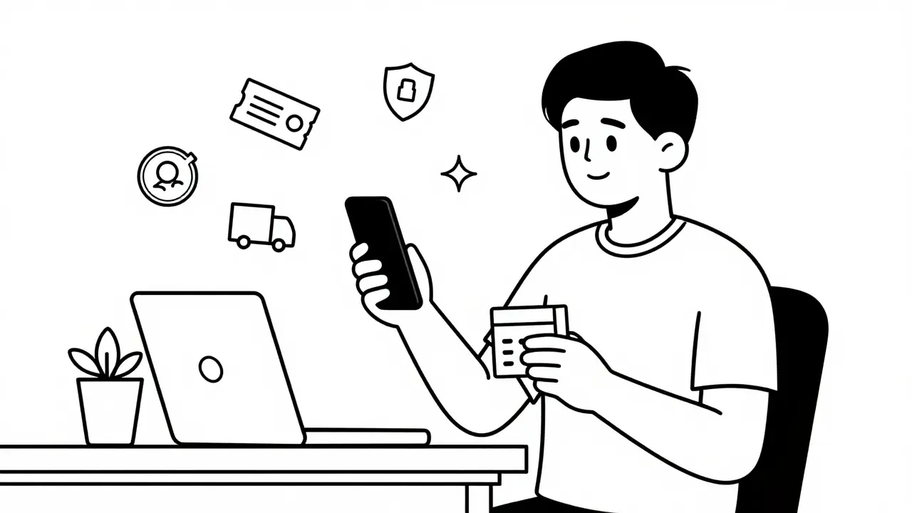 Person buying generic meds online via smartphone