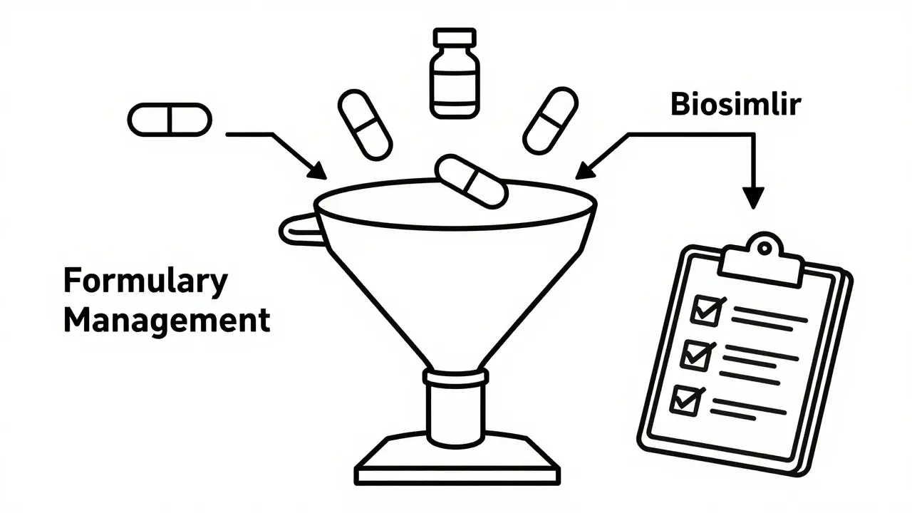 Illustration of drug sorting funnel for cost savings