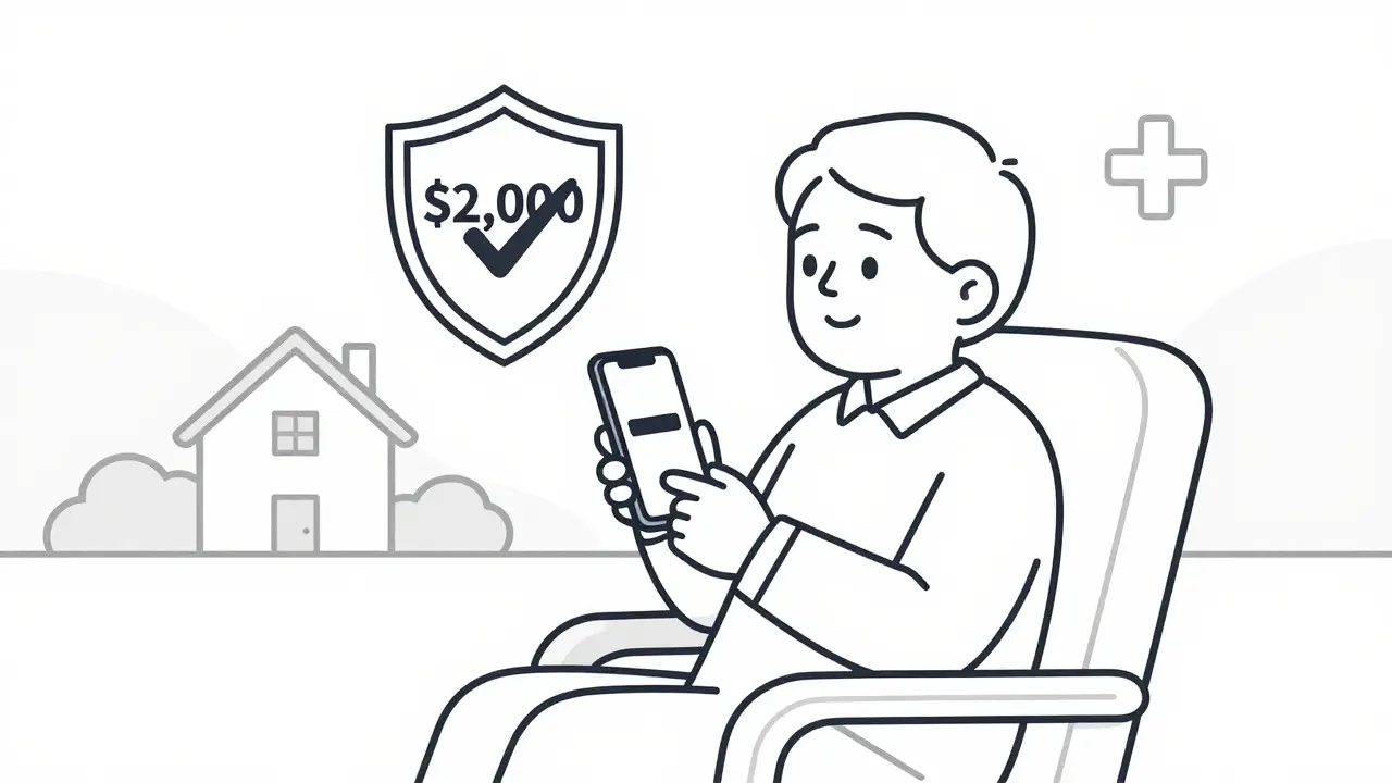 Senior person with phone showing progress bar and a protective shield icon